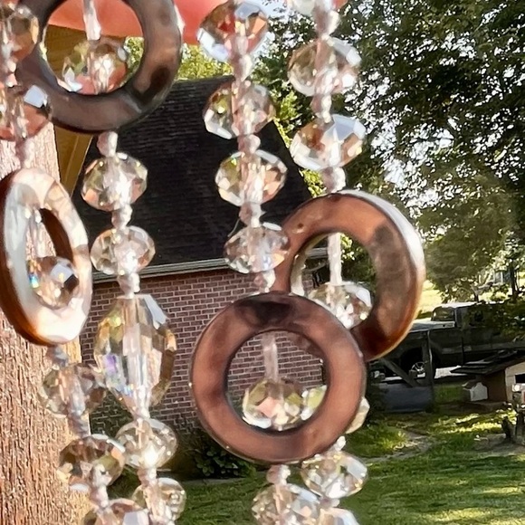 Cookie Lee Crystal and Abalone Shell 48 inch Necklace Sparkles Faceted Glistens - Picture 11 of 17